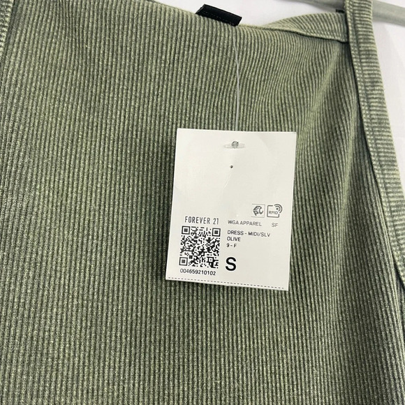 NWT Forever 21 Bodycon Dress S Green Ribbed Knit Midi Sleeveless Round Neck - Picture 5 of 10